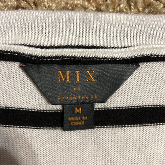 Cream/black stripe sweater (rayon/polyester, MIX by 41 Hawthorn (Stitch Fix), M - Picture 2 of 3